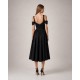 Rochie ELISABETTA FRANCHI, Stretch cotton dress with jewel chain, Negru - AB92161E2110