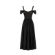 Rochie ELISABETTA FRANCHI, Stretch cotton dress with jewel chain, Negru - AB92161E2110