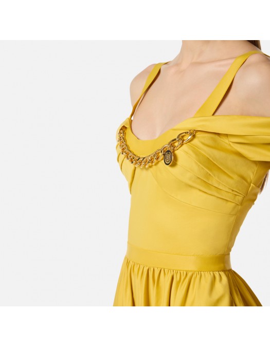 Rochie ELISABETTA FRANCHI, Stretch cotton dress with jewel chain - AB92161E2EV7