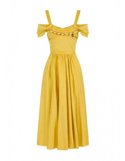 Rochie ELISABETTA FRANCHI, Stretch cotton dress with jewel chain - AB92161E2EV7