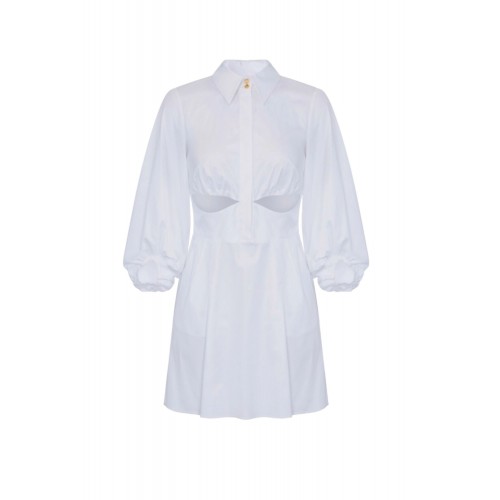 Rochie ELISABETTA FRANCHI, Stretch cotton mini dress, Alb