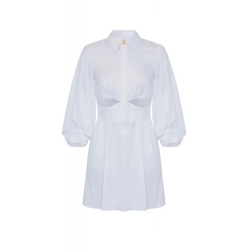 Rochie ELISABETTA FRANCHI, Stretch cotton mini dress, Alb