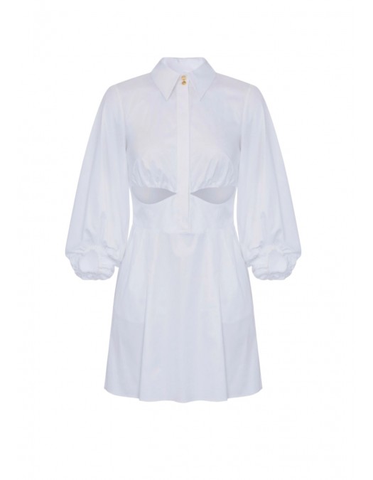 Rochie ELISABETTA FRANCHI, Stretch cotton mini dress, Alb - AB94062E2100