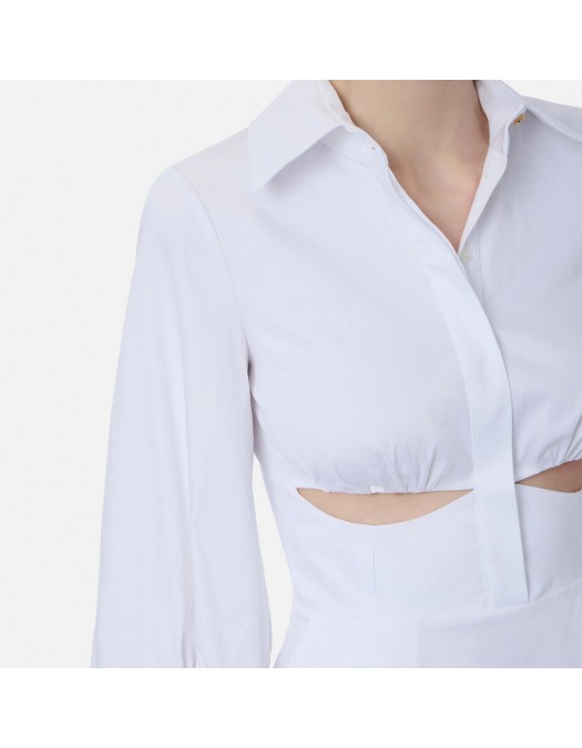 Rochie ELISABETTA FRANCHI, Stretch cotton mini dress, Alb - AB94062E2100