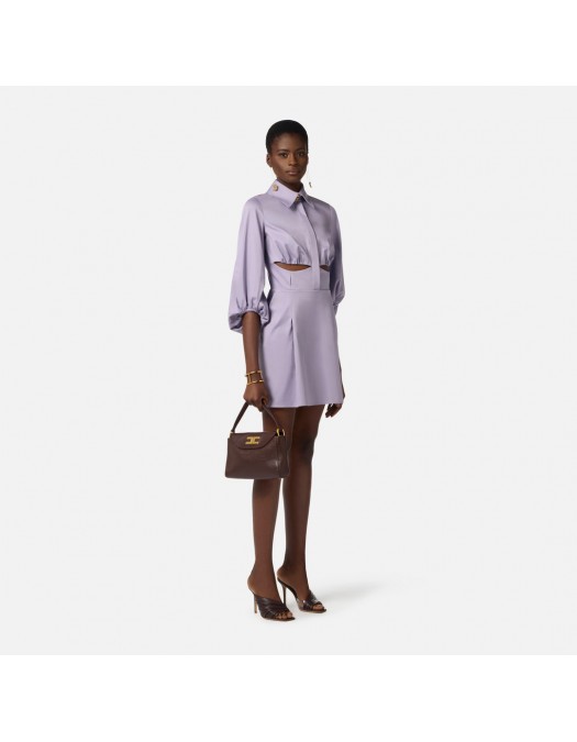 Rochie ELISABETTA FRANCHI, Stretch cotton mini dress, Mov - AB94062E2EV7
