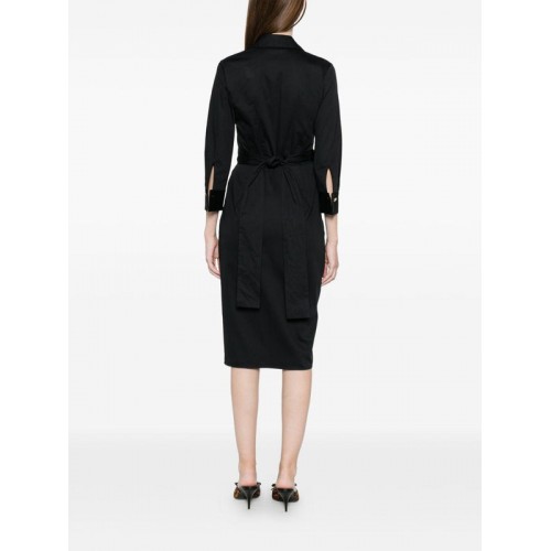 Rochie ELISABETTA FRANCHI, Elegant dress with waist belt and front slit in black color