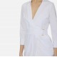 Rochie ELISABETTA FRANCHI, Elegant dress with waist belt and front slit, Alb - AB95562E2360