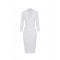 Rochie ELISABETTA FRANCHI, Elegant dress with waist belt and front slit, Alb