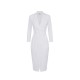 Rochie ELISABETTA FRANCHI, Elegant dress with waist belt and front slit, Alb - AB95562E2360