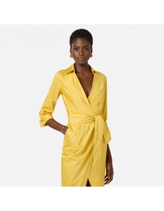 Rochie ELISABETTA FRANCHI, Elegant dress with waist belt, Galben - AB95562E2EV4