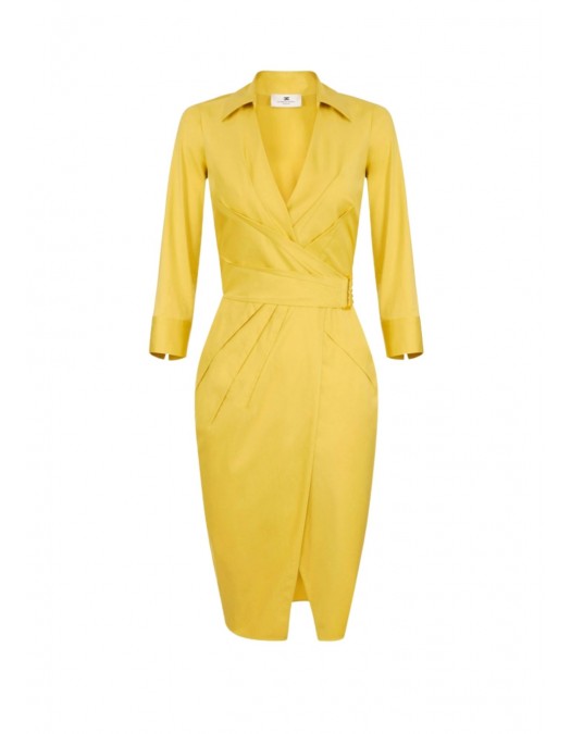 Rochie ELISABETTA FRANCHI, Elegant dress with waist belt, Galben - AB95562E2EV4