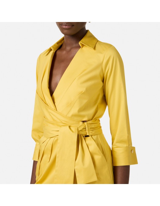 Rochie ELISABETTA FRANCHI, Elegant dress with waist belt, Galben - AB95562E2EV4