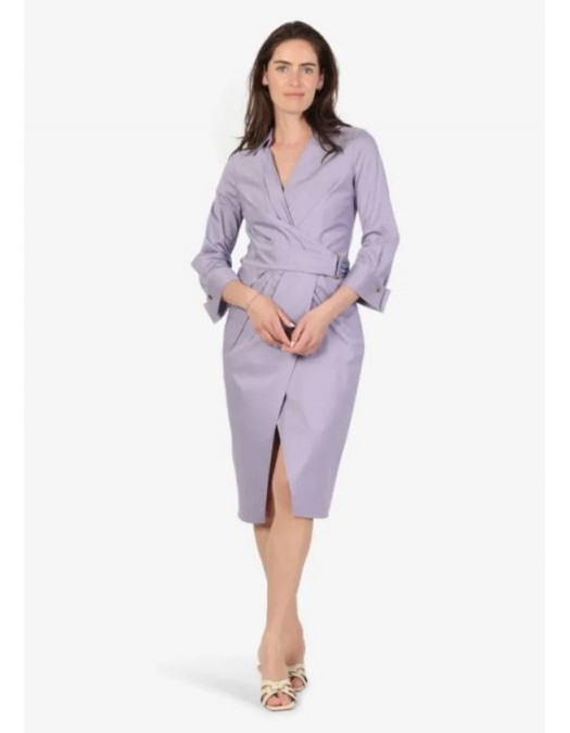 Rochie ELISABETTA FRANCHI, Elegant dress with waist belt and front slit, Violet - AB95562E2EV7