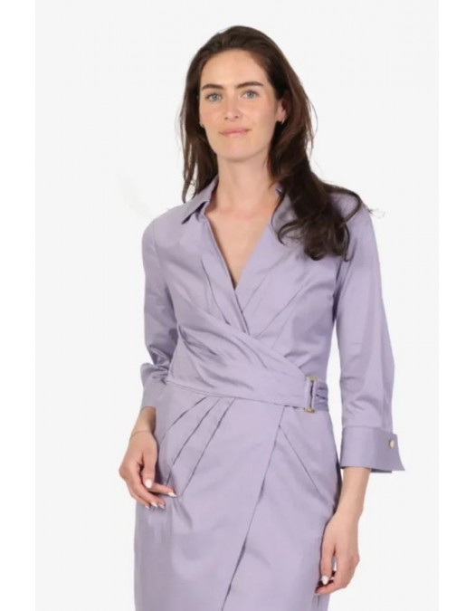 Rochie ELISABETTA FRANCHI, Elegant dress with waist belt and front slit, Violet - AB95562E2EV7