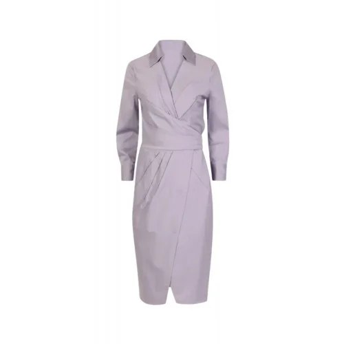 Rochie ELISABETTA FRANCHI, Elegant dress with waist belt and front slit, Violet