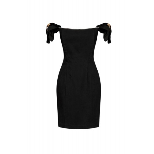 Rochie ELISABETTA FRANCHI, Linen-blend mini dress, Negru