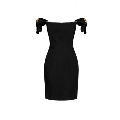 Rochie ELISABETTA FRANCHI, Linen-blend mini dress, Negru