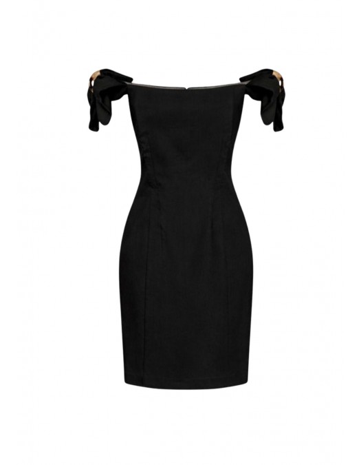 Rochie ELISABETTA FRANCHI, Linen-blend mini dress, Negru - AB96862E2110