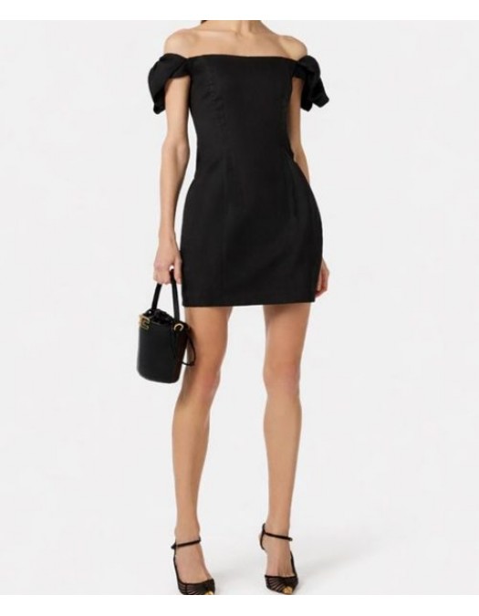 Rochie ELISABETTA FRANCHI, Linen-blend mini dress, Negru - AB96862E2110