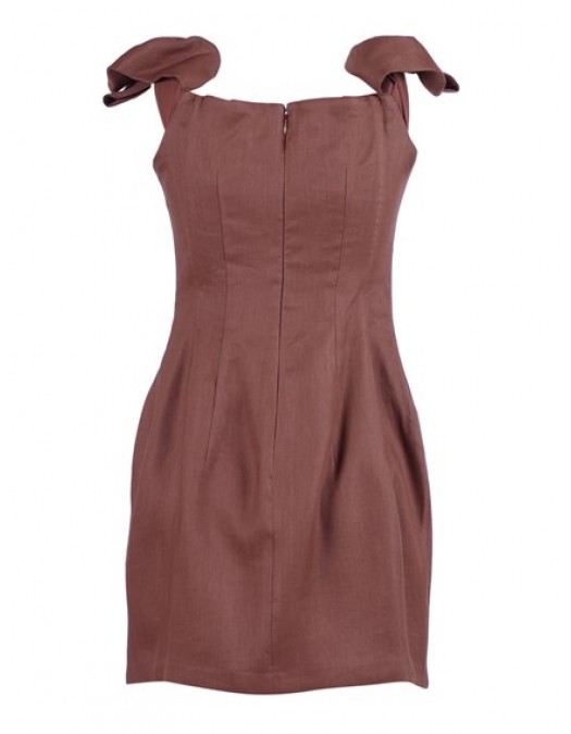Rochie ELISABETTA FRANCHI, Linen-blend mini dress, Maro - AB96862E2600