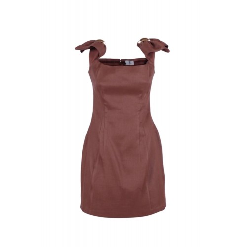 Rochie ELISABETTA FRANCHI, Linen-blend mini dress, Maro