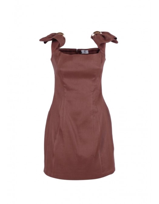 Rochie ELISABETTA FRANCHI, Linen-blend mini dress, Maro - AB96862E2600