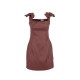Rochie ELISABETTA FRANCHI, Linen-blend mini dress, Maro - AB96862E2600