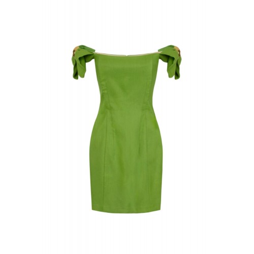 Rochie ELISABETTA FRANCHI, Linen-blend mini dress, Verde