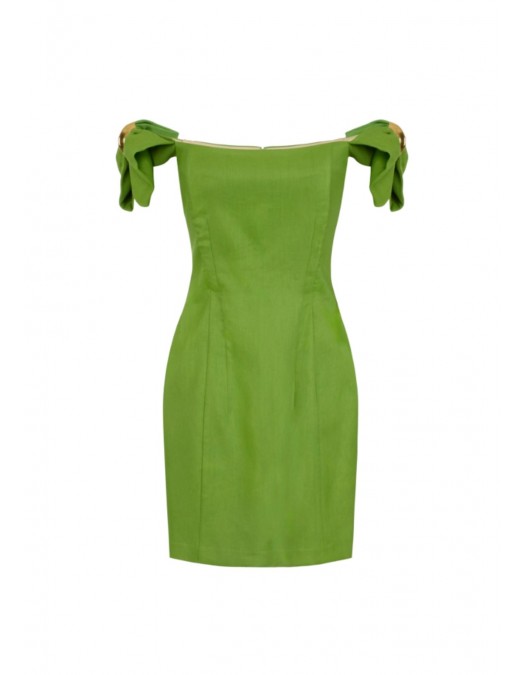Rochie ELISABETTA FRANCHI, Linen-blend mini dress, Verde - AB96862E2EV3