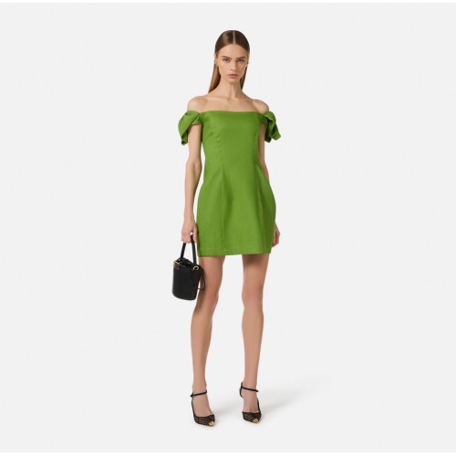 Rochie ELISABETTA FRANCHI, Linen-blend mini dress, Verde
