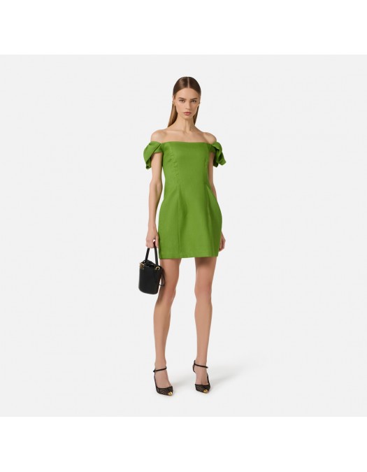 Rochie ELISABETTA FRANCHI, Linen-blend mini dress, Verde - AB96862E2EV3