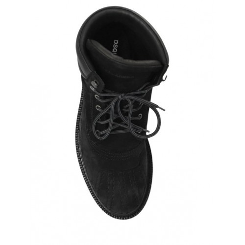 Ghete DSQUARED2, Black padded ankle lace, up round toe