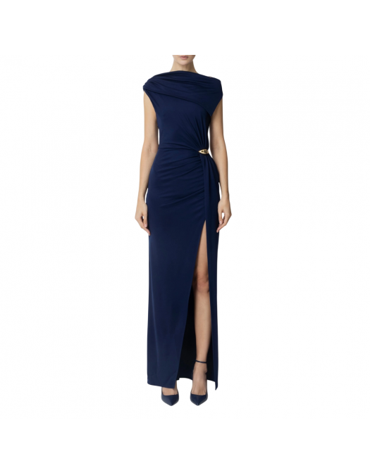 ROCHIE ELISABETTA FRANCHI, Red Carpet Jersey, Asymmetric, Marine Blue - ABR0551E2DC8 ROCHIE ELISABETTA FRANCHI, Red Carpet Jersey, Asymmetric, Marine Blue - ABR0551E2DC8