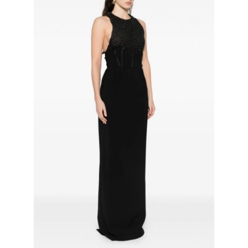 Rochie ELISABETTA FRANCHI, Crystal-embellished open-back maxi dress