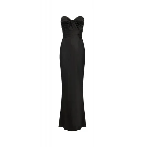 Rochie ELISABETTA FRANCHI, Red Carpet dress in satin fabric, Negru