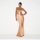 Rochie ELISABETTA FRANCHI, Red Carpet dress in satin fabric, Nude - ABR1267E2EV8