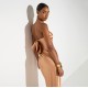 Rochie ELISABETTA FRANCHI, Red Carpet dress in satin fabric, Nude - ABR1267E2EV8