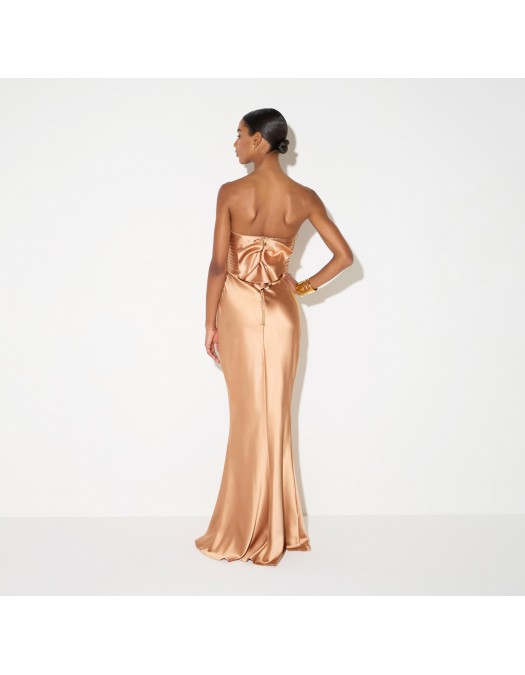 Rochie ELISABETTA FRANCHI, Red Carpet dress in satin fabric, Nude - ABR1267E2EV8