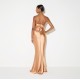 Rochie ELISABETTA FRANCHI, Red Carpet dress in satin fabric, Nude - ABR1267E2EV8