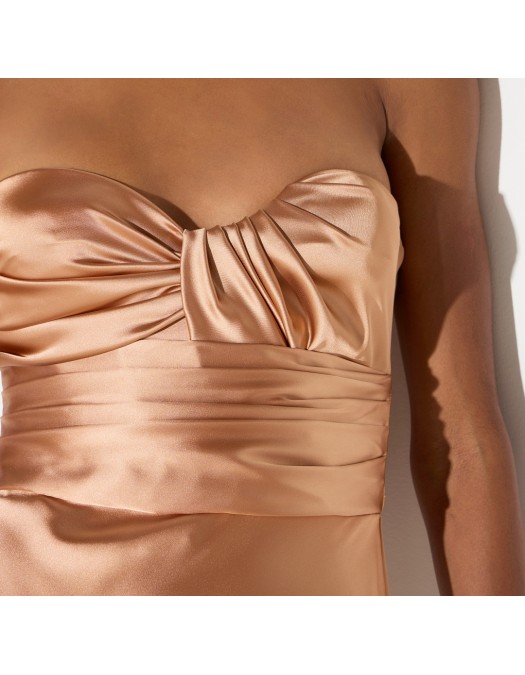 Rochie ELISABETTA FRANCHI, Red Carpet dress in satin fabric, Nude - ABR1267E2EV8