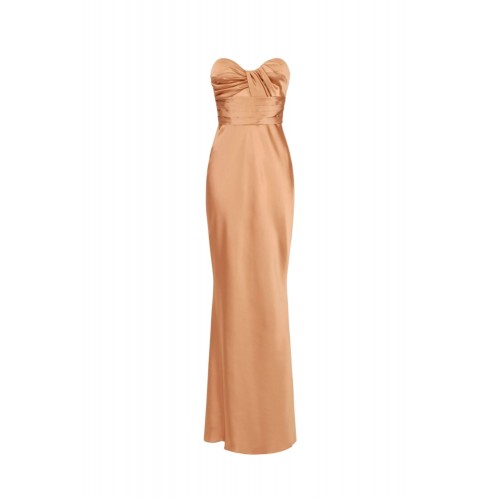 Rochie ELISABETTA FRANCHI, Red Carpet dress in satin fabric, Nude