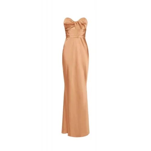 Rochie ELISABETTA FRANCHI, Red Carpet dress in satin fabric, Nude