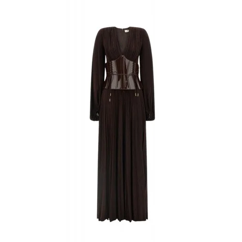 Rochie ELISABETTA FRANCHI, Red Carpet dress in lamé-effect jersey, Maro