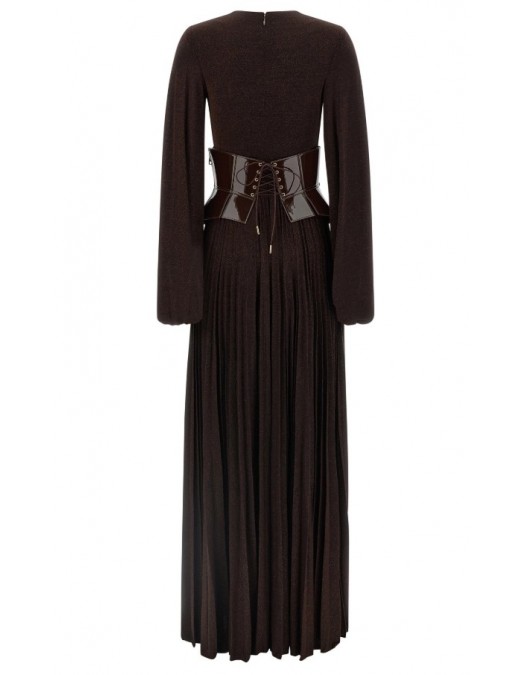 Rochie ELISABETTA FRANCHI, Red Carpet dress in lamé-effect jersey, Maro - ABR1566E2EV9