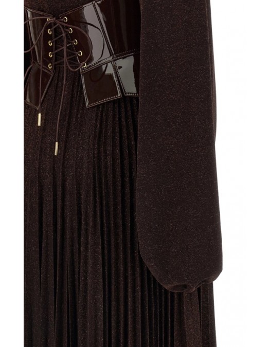 Rochie ELISABETTA FRANCHI, Red Carpet dress in lamé-effect jersey, Maro - ABR1566E2EV9