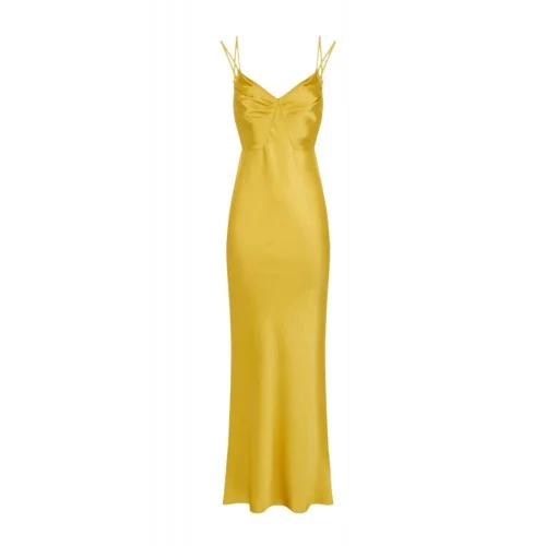 Rochie ELISABETTA FRANCHI, twisted strap maxi dress, Galben
