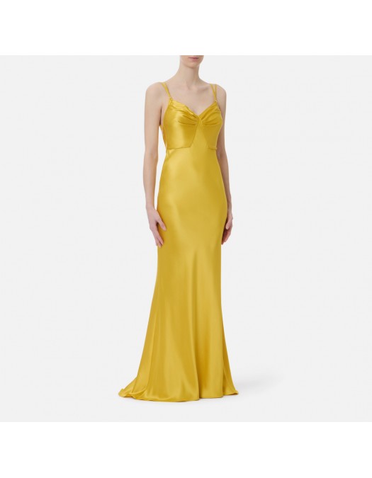 Rochie ELISABETTA FRANCHI, twisted strap maxi dress, Galben - ABR3362E2EV4
