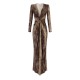 ROCHIE ELISABETTA FRANCHI, Red Carpet Dress with Python Print in Lycra - ABR3557E2EL1