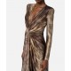 ROCHIE ELISABETTA FRANCHI, Red Carpet Dress with Python Print in Lycra - ABR3557E2EL1