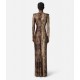 ROCHIE ELISABETTA FRANCHI, Red Carpet Dress with Python Print in Lycra - ABR3557E2EL1